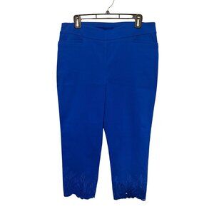 Chicos Capri Pants Womans Blue Cutout Hem Womans 2-12